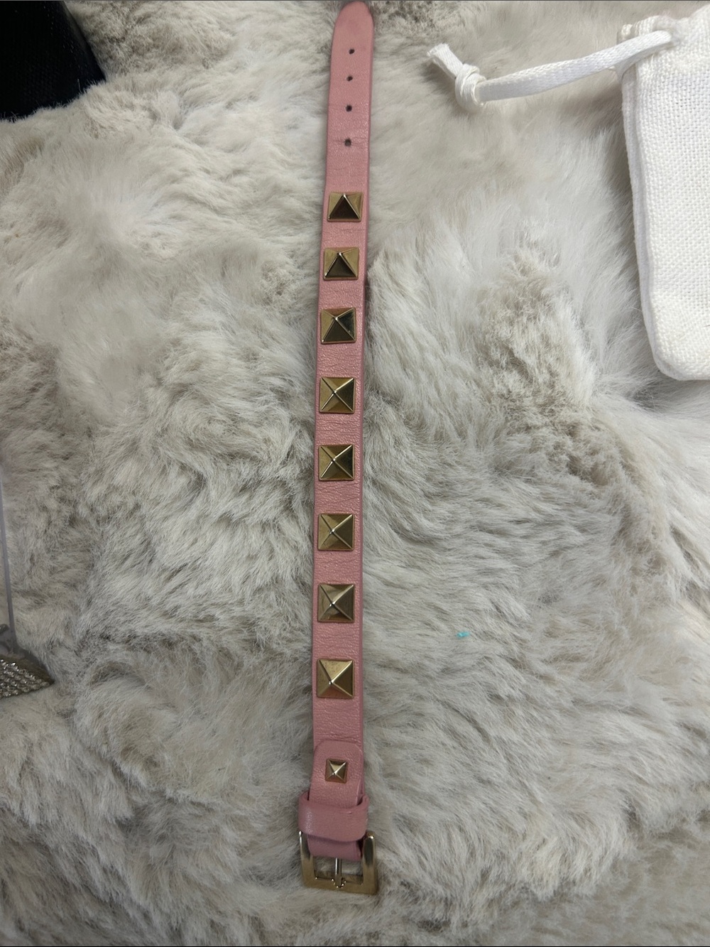 Valentino Garavani pink leather Rockstud bracelet Excellent - Picture 10 of 11